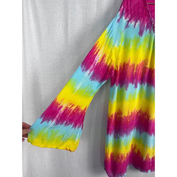 ⭐️ One Teaspoon Rainbow Tie Dye Mini Dress Boho Hippie Artsy Psychedelic Pride - Picture 4 of 10